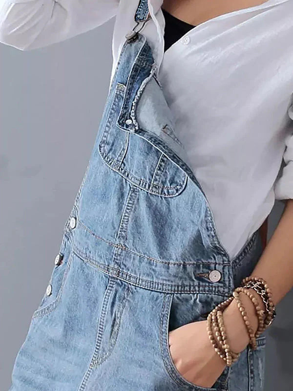 Janitza - Geschlitzter Rücken Overall Jeanskleid