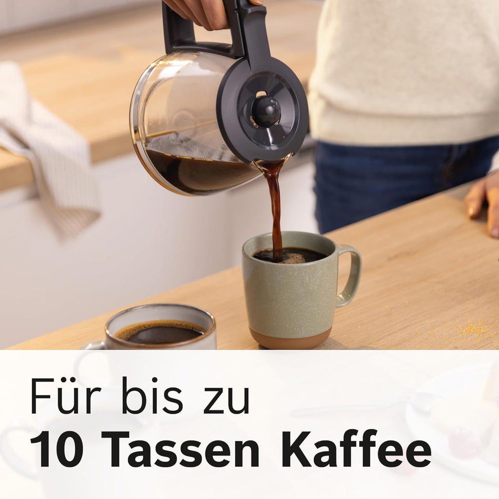 Bosch Filterkaffeemaschine MyMoment TKA3M134, Thermokanne 1 L, für 8-12 Tassen, Tropfstopp, schwenkbarer Filtertrger, Entkalkungsprogramm, abnehmbarer Wassertank, 1200 Watt, Schwarz matt