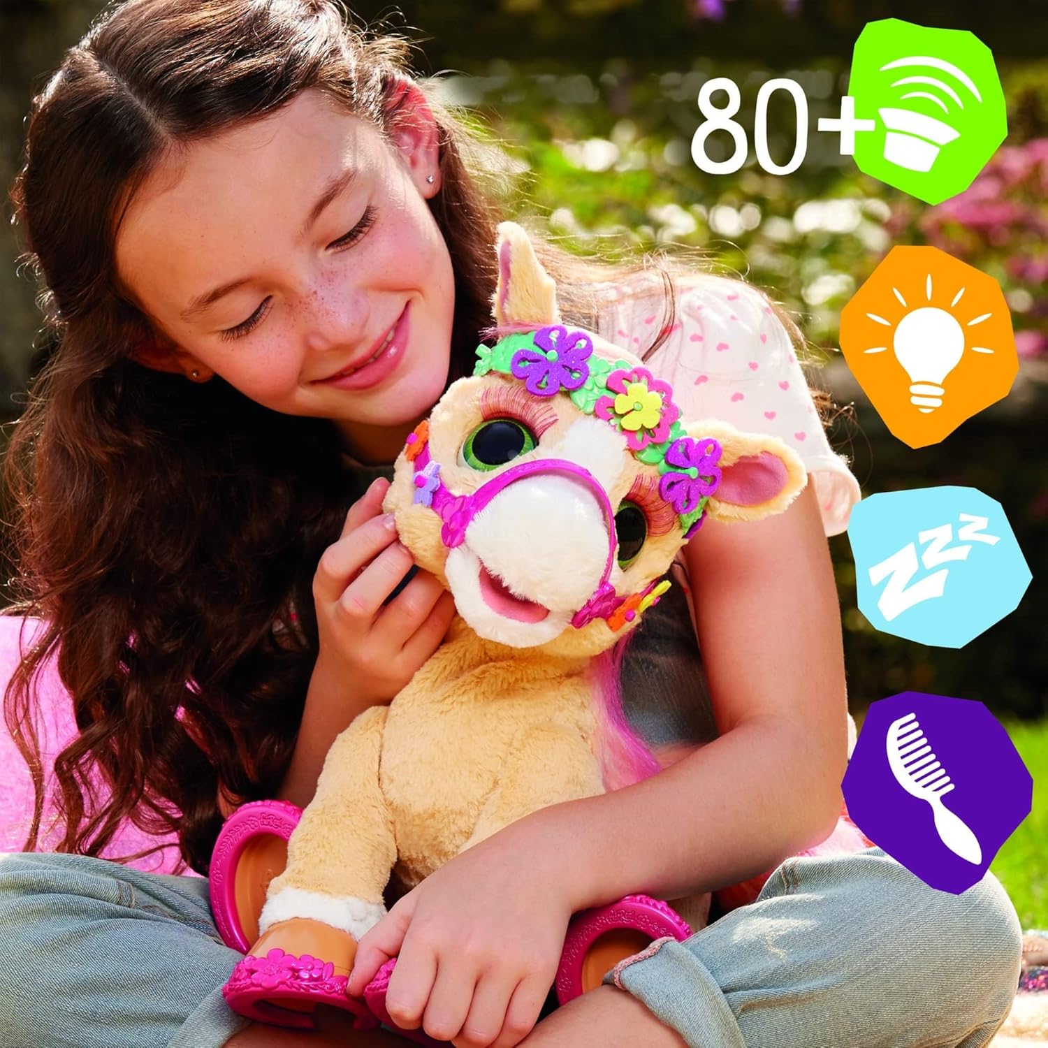 FurReal Hasbro Cinnamon, Mein stylisches Pony, 80 Plus Gerusche, Reaktionen, 26 Accessoires, Elektronisches Tierchen ab 4 Jahren, Multi, 35 cm