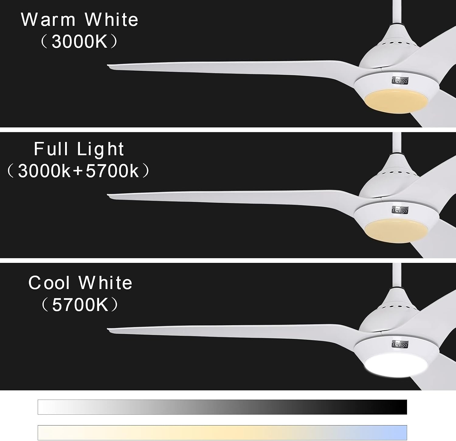 reiga Ventilatore da soffitto WiFi 132 CM con illuminazione a LED dimmerabile e telecomando, 3 temperature di colore, motore DC 6 velocità, compatibile con l'App Alexa Google Home, legno e marrone