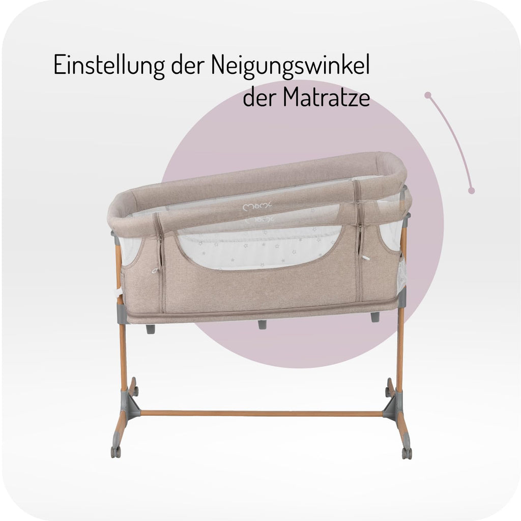 Momi SMART Bed Lettino fianco letto 4-in-1, fino a 15 kg, con materasso, regolabile in altezza