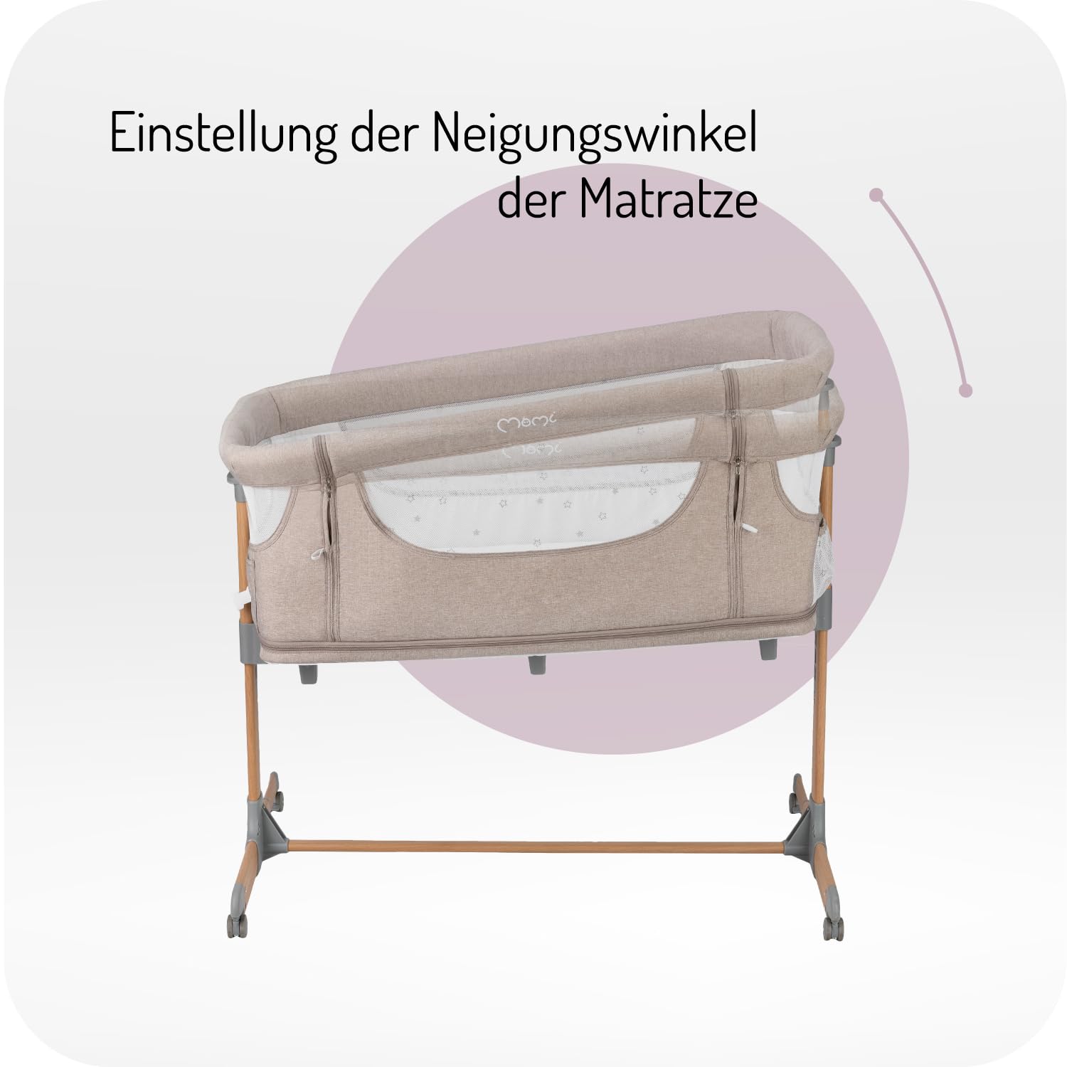 Momi SMART Bed Lettino fianco letto 4-in-1, fino a 15 kg, con materasso, regolabile in altezza