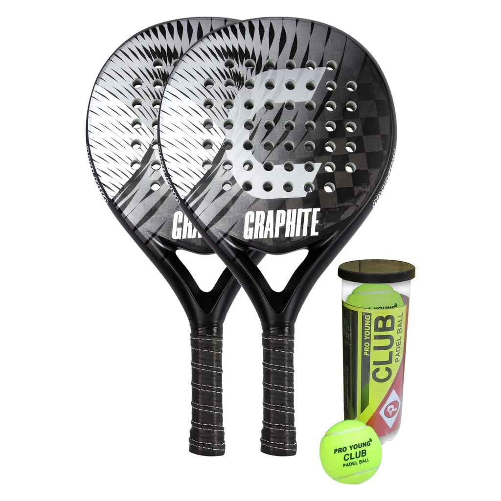 Set Core Padel Graphite, 2 racchette + palline