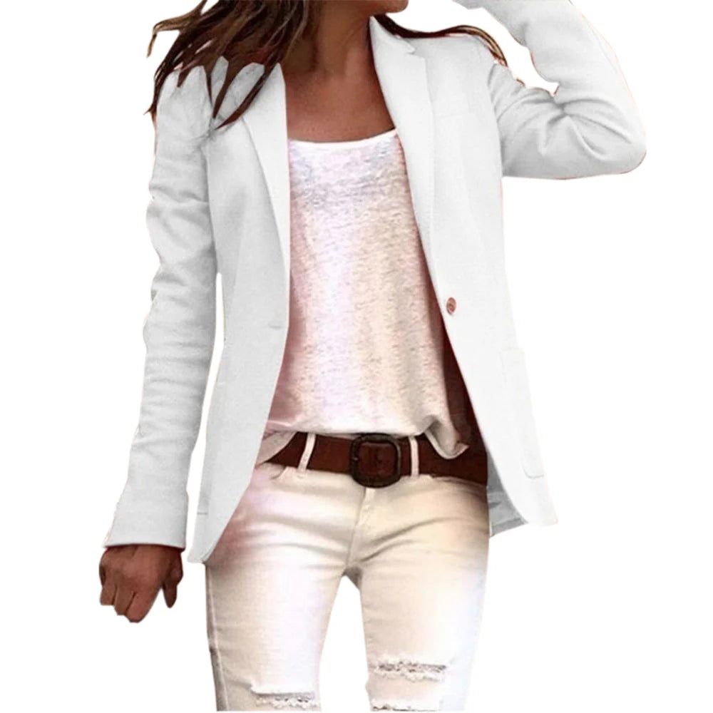 Blazer da donna slim con revers e maniche lunghe