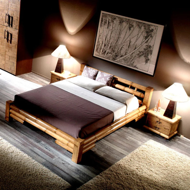 Letto di design in bambù TABANAN 160x200 Miele Antico