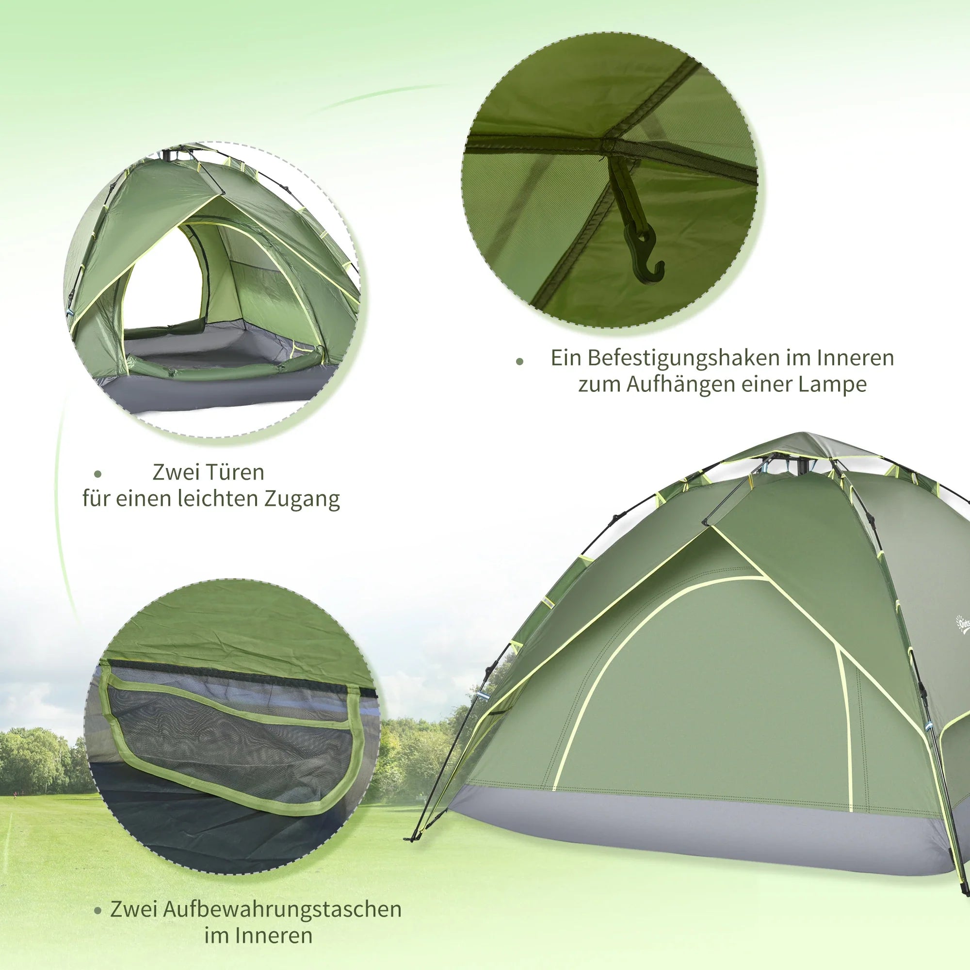 Tenda da campeggio Outsunny 4 stagioni, montaggio rapido, da esterno