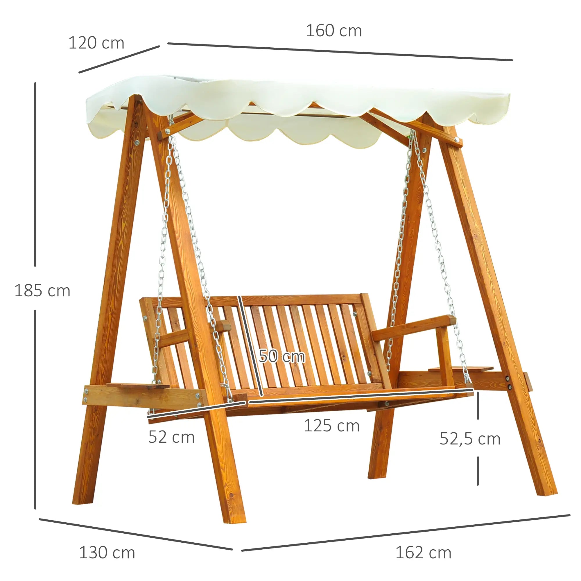 Dondolo da giardino Outsunny a 2 posti con tettoia in larice