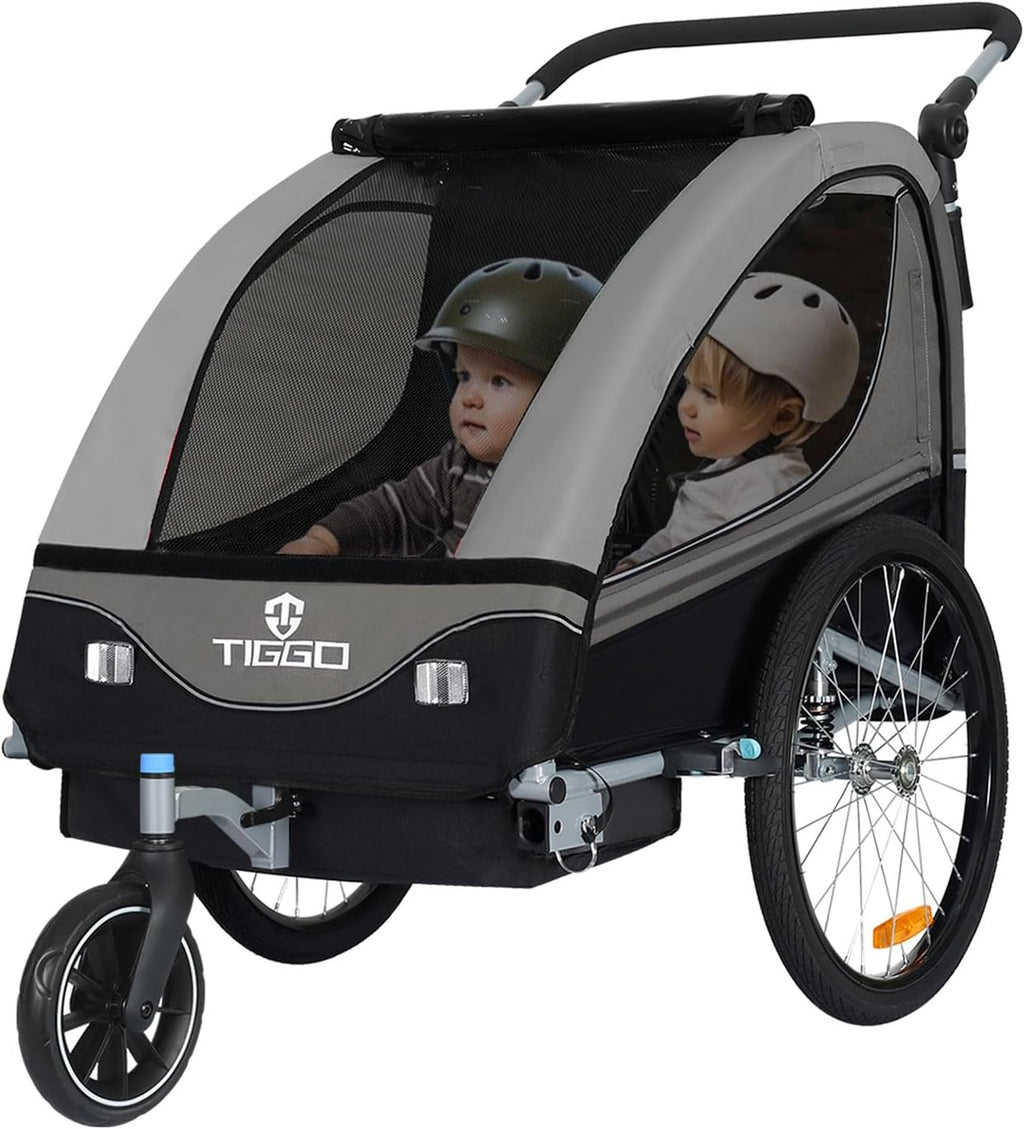 Tiggo S2 Rimorchio per Bambini con Sospensioni Jogger 2 in 1 Passeggino Bicicletta Rimorchio Girevole a 360°