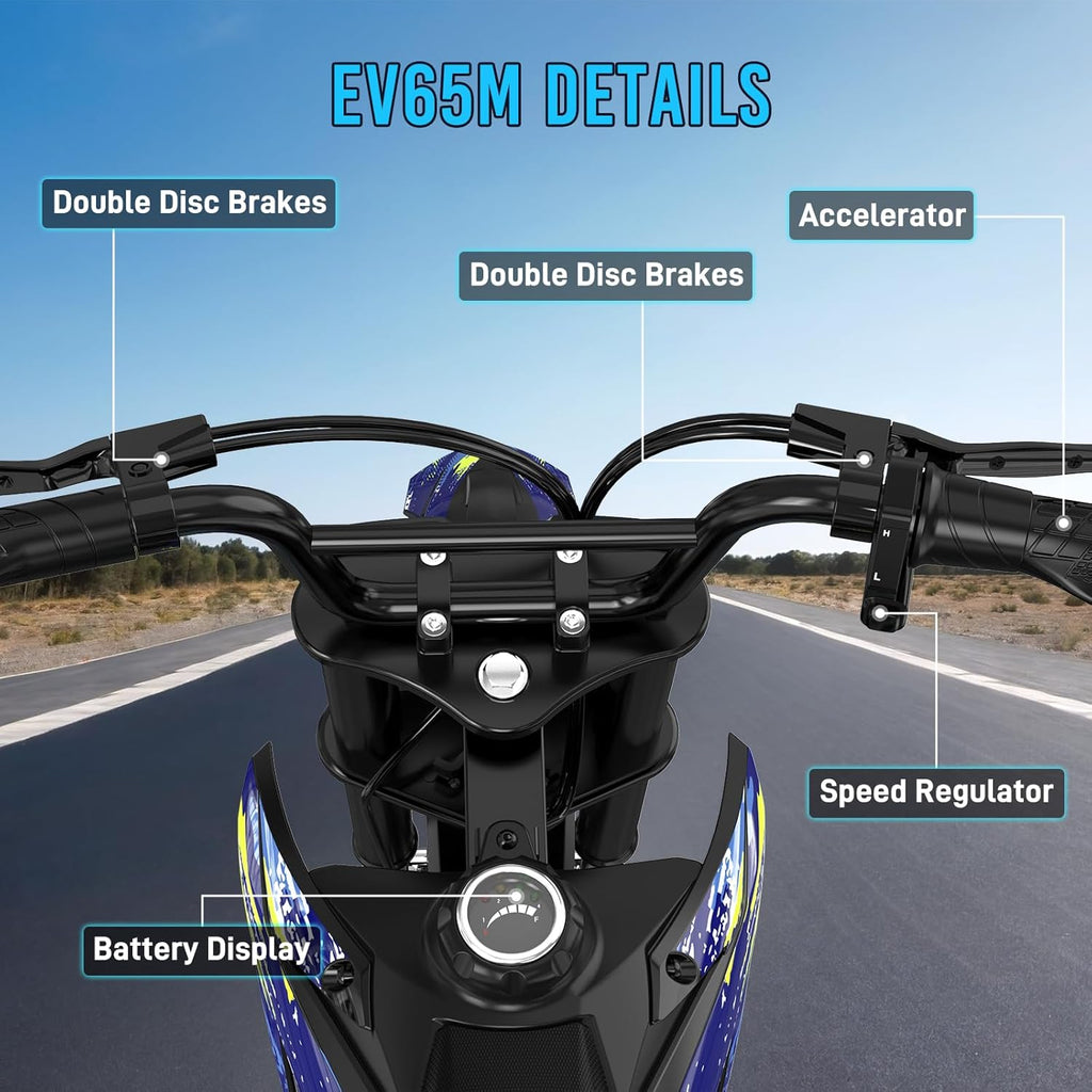 EVERCROSS EV65M Elektro Motorrad, Elektro Motocross mit 48V 7.8Ah, 10/20/30 KMH Geschwindigkeitsmodus, 500W Motor, 14''Luftreifen, Doppelte Stoßdämpfung,Elektromotorrad für Alter 12+ Jahren