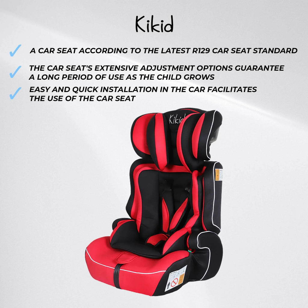 Kikid Kindersitz Basic 76-150cm R129, schwarz rot