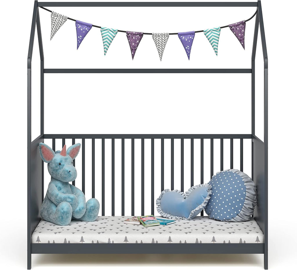 Bellabino Nika Lettino a capanna 70 x 140 cm, letto con sbarre e lettino a capanna per bambini e neonati in pino massiccio bianco, regolabile in altezza su 3 posizioni, incl. rete a doghe