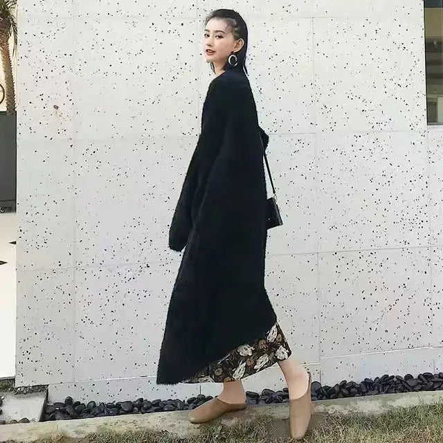 Weie lange Strickjacke für Damen