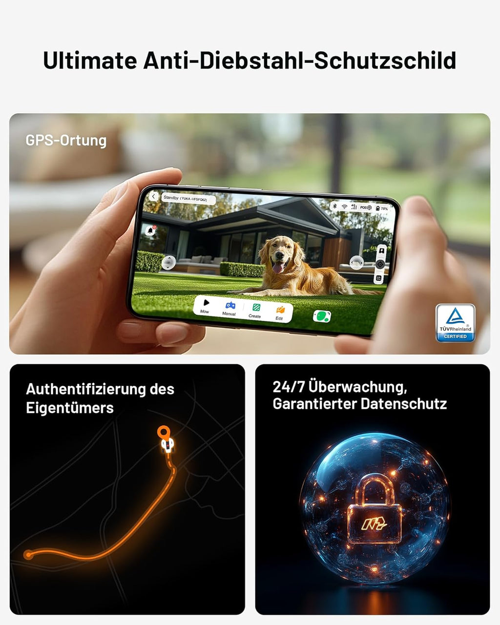 MAMMOTION YUKA Mini 500 Robot Rasaerba senza Filo Perimetrale, NetRTK+Vision, Nessuna Antenna RTK Necessaria, Mappatura Automatica, Consigliato 500m², Max 700m², con Modulo 4G, Pendenza 50%