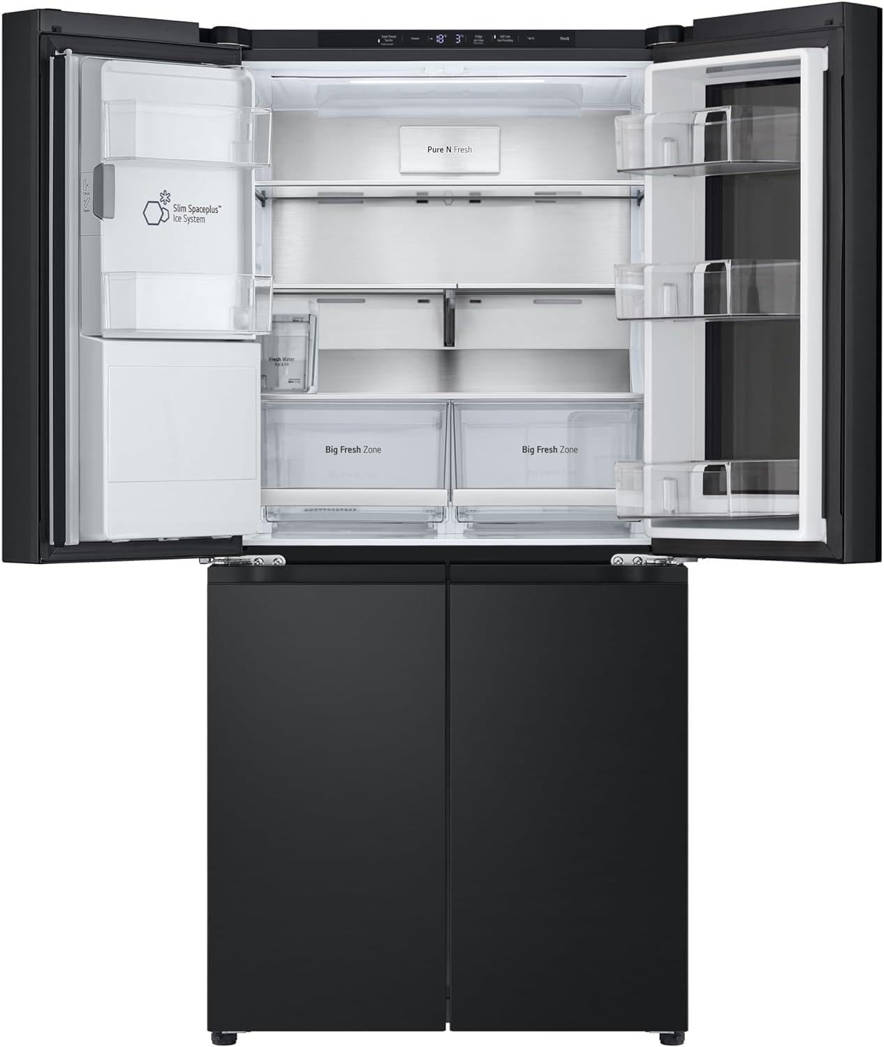 LG GMG861EPAE InstaView SLIM Multi-Door, Classe E, 508 L, Frigorifero Combinato, Erogatore di Ghiaccio, Ghiaccio Tritato e Acqua con UVnano, Total NoFrost, Compressore Smart Inverter, Wi-Fi, Colore Matte Black