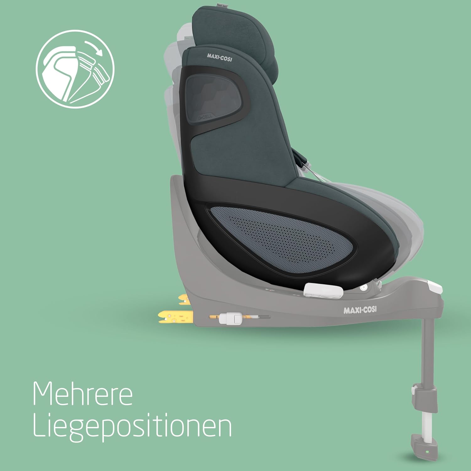 Maxi-Cosi Pebble 360 i-Size Babyschale Drehbar, Neugeborenen Autositz 360 Grad, 0–15 Monate (40–83 cm), Drehung mit einer, ClimaFlow, Easy-In-Gurt, G-CELL Seitenaufprallschutz, Essential Graphite