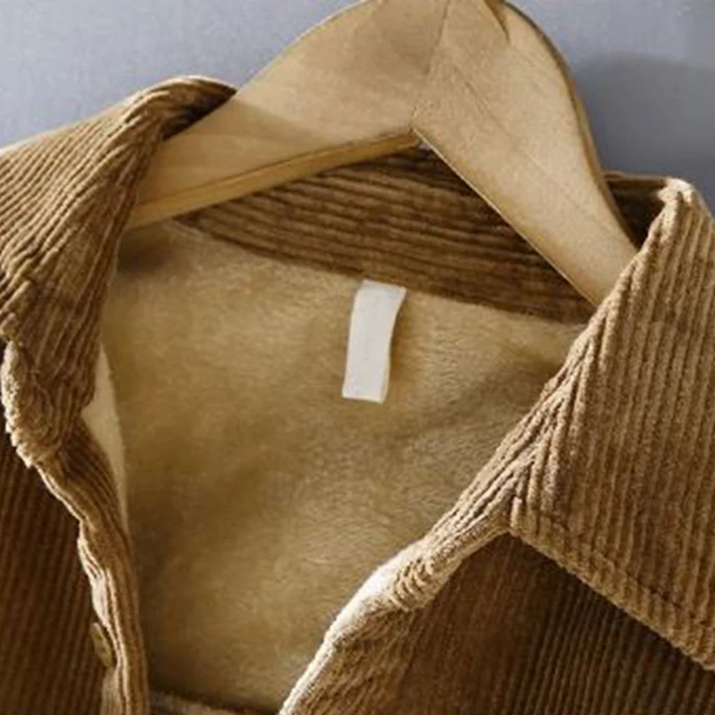 Camicia invernale da uomo in velluto a coste elegante