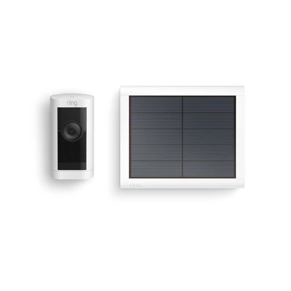Ring Außenkamera Pro Solar (Stick Up Cam Pro) | Telecamera di sicurezza per esterni ad alimentazione solare con video HDR a 1080p, Wi-Fi, rilevamento del movimento 3D, compatibile con Alexa | 2 telecamere di sicurezza