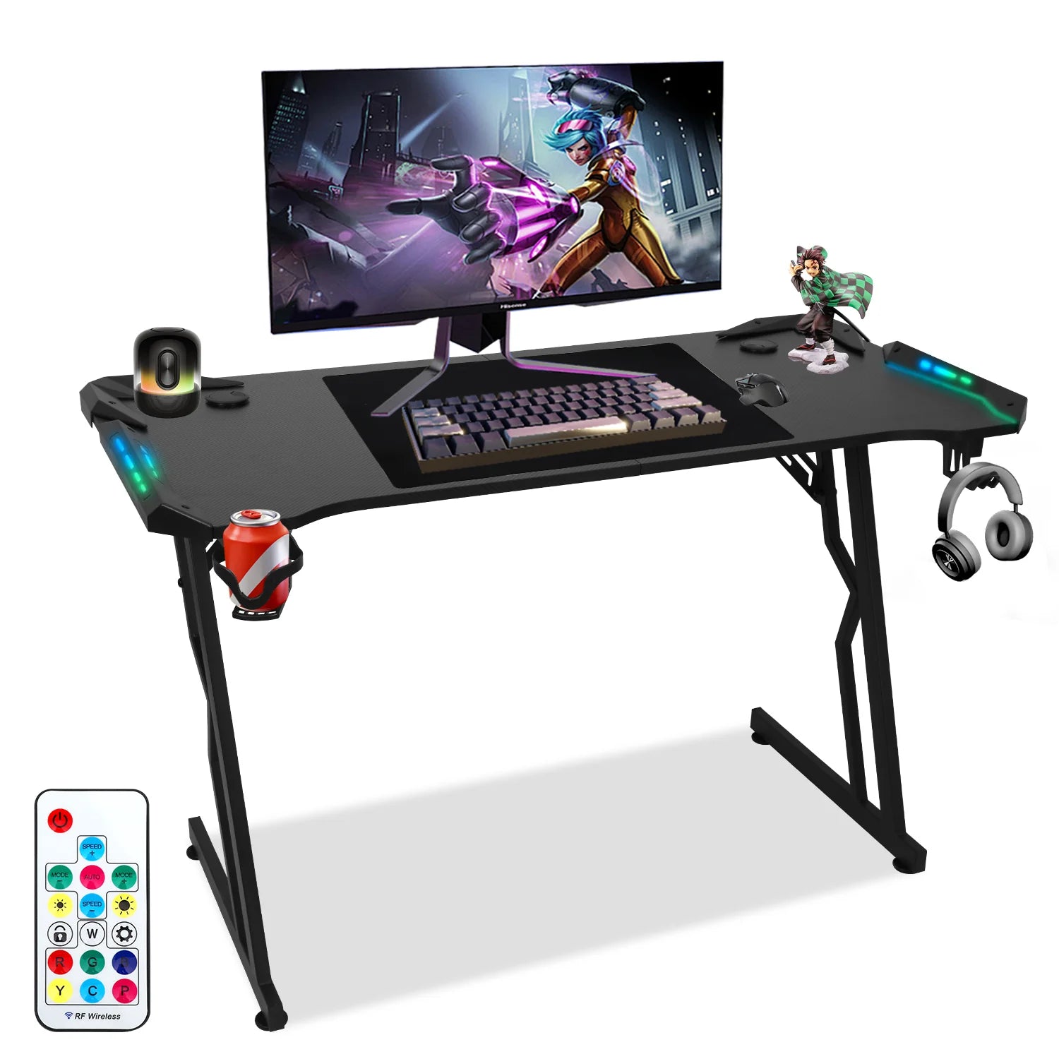 Sonnewelt Scrivania da gaming Scrivania da gioco 120/140 cm con telecomando LED