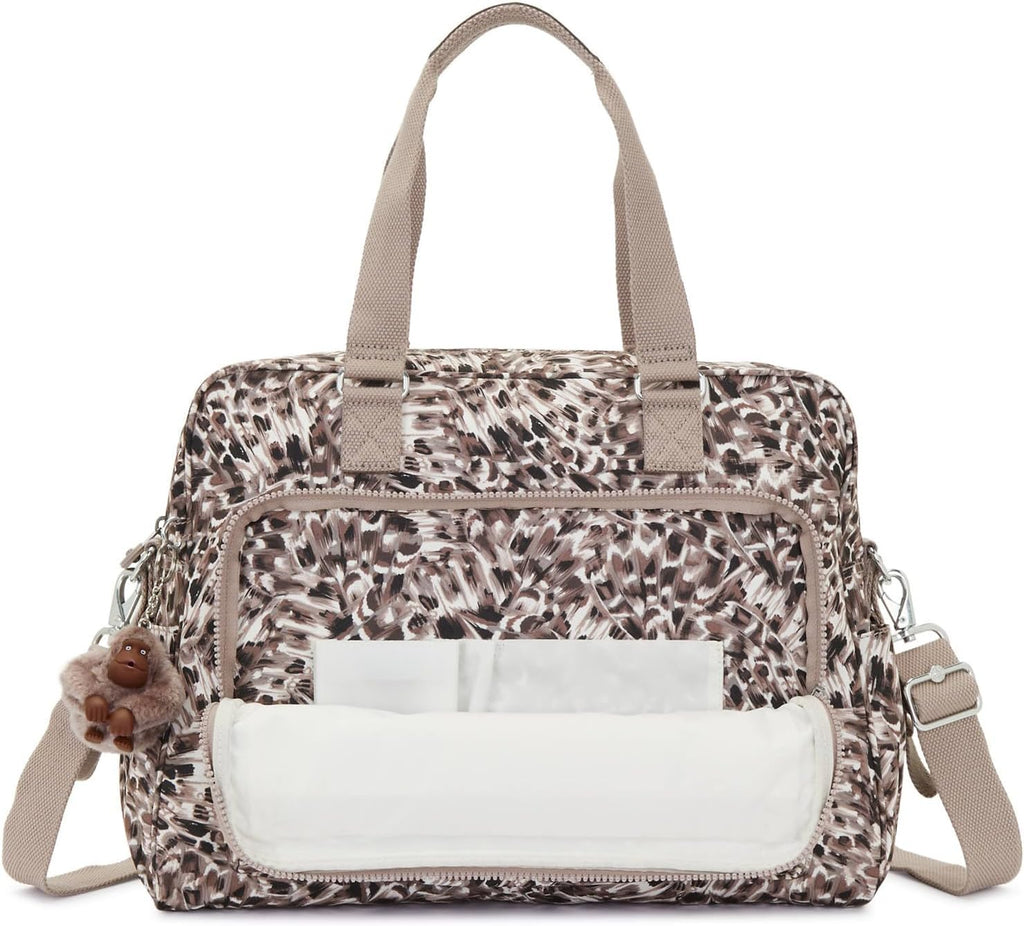 Kipling Alanna bedruckte Wickeltasche mit Leopardenfedern, Leopardenfedern