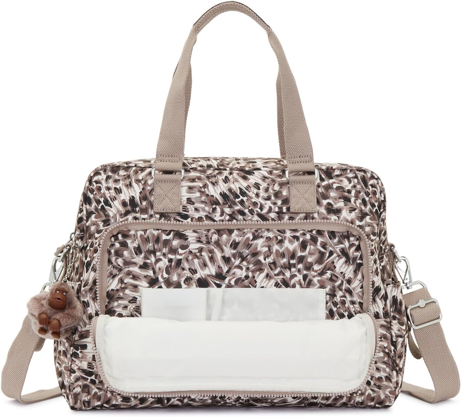 Kipling Alanna bedruckte Wickeltasche mit Leopardenfedern, Leopardenfedern
