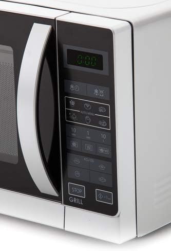 Sharp Libera installazione, R642BKW Forno a microonde 2 in 1 con grill / 20 L / 800 W / Grill al quarzo da 1000 W / 8 programmi automatici / Timer / Blocco bambini / Modalità di risparmio energetico / Piatto girevole in vetro (25,5 cm) / nero