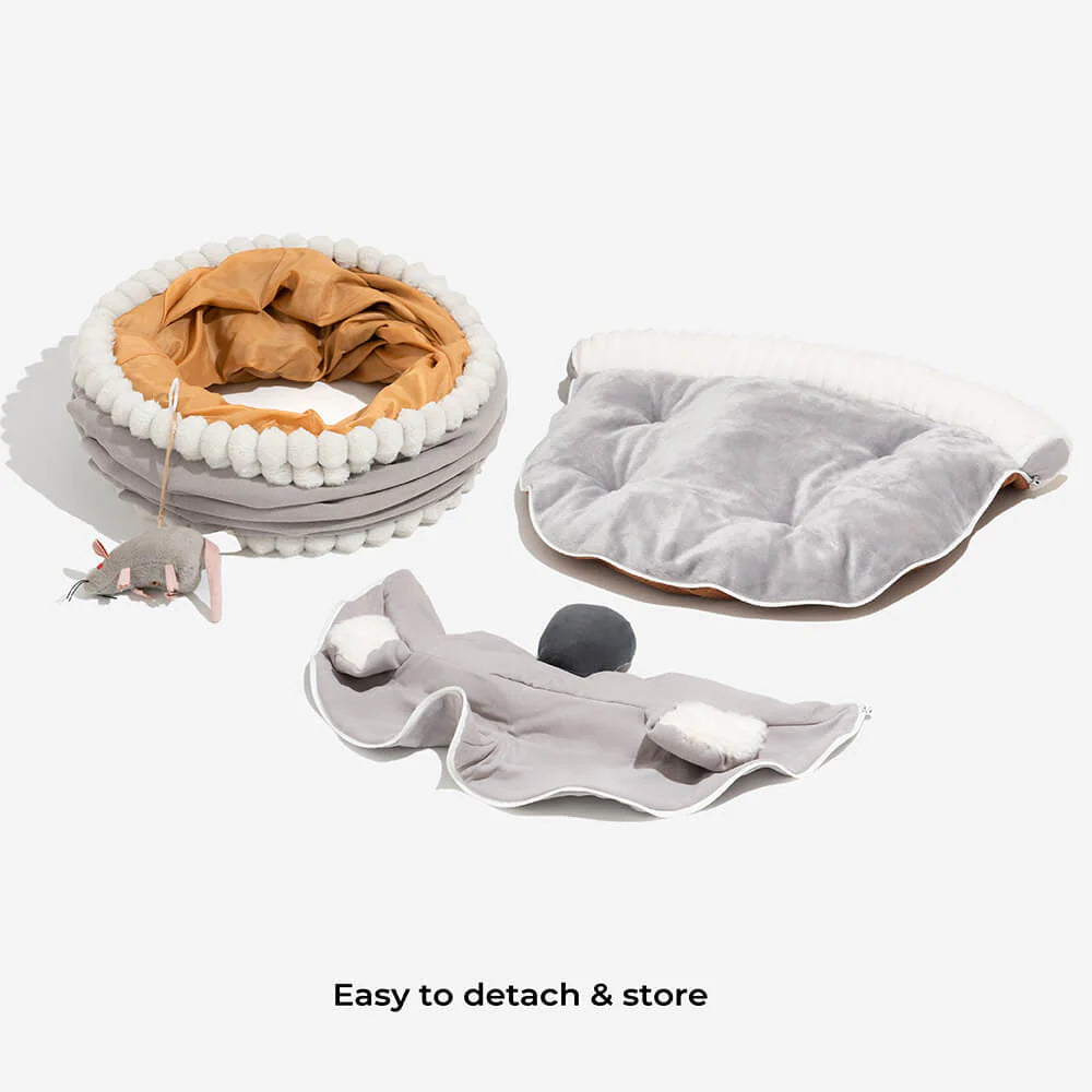 Faltbarer ComfyCat-Tunnel – Kuscheliges 2-in-1 Bett für drinnen