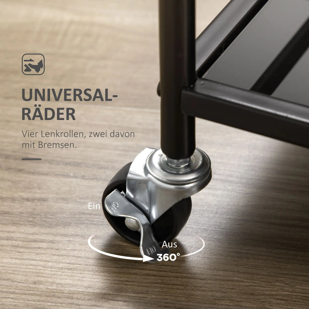 HOMCOM Servierwagen Küchenwagen 2-stufig mit Rollen Glas