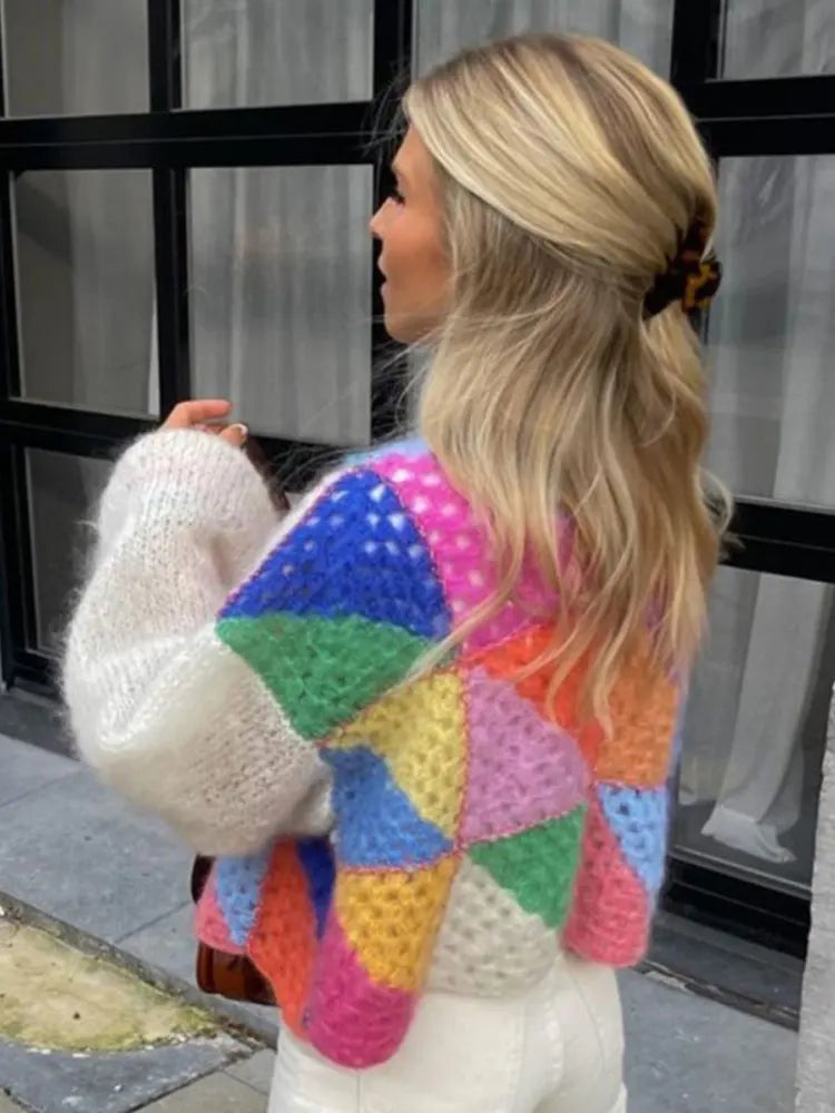 Lozenda - Lssiger Multicolor-Strickpullover für Frauen
