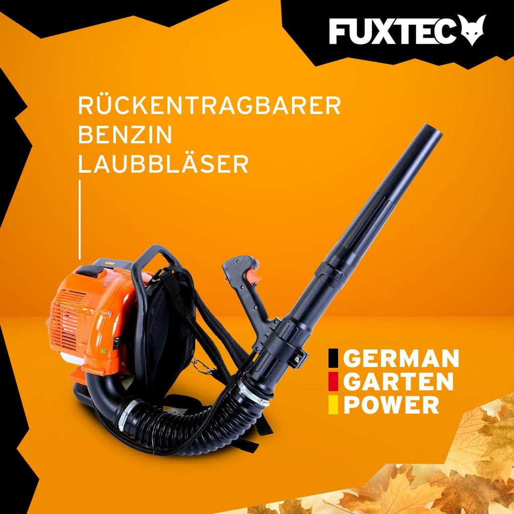 FUXTEC Soffiatore a benzina a zaino FX-LB133T – oltre 300 km/h – comodo per la schiena e portatile per grandi superfici – soffiatore a zaino, soffiatore a 2 tempi