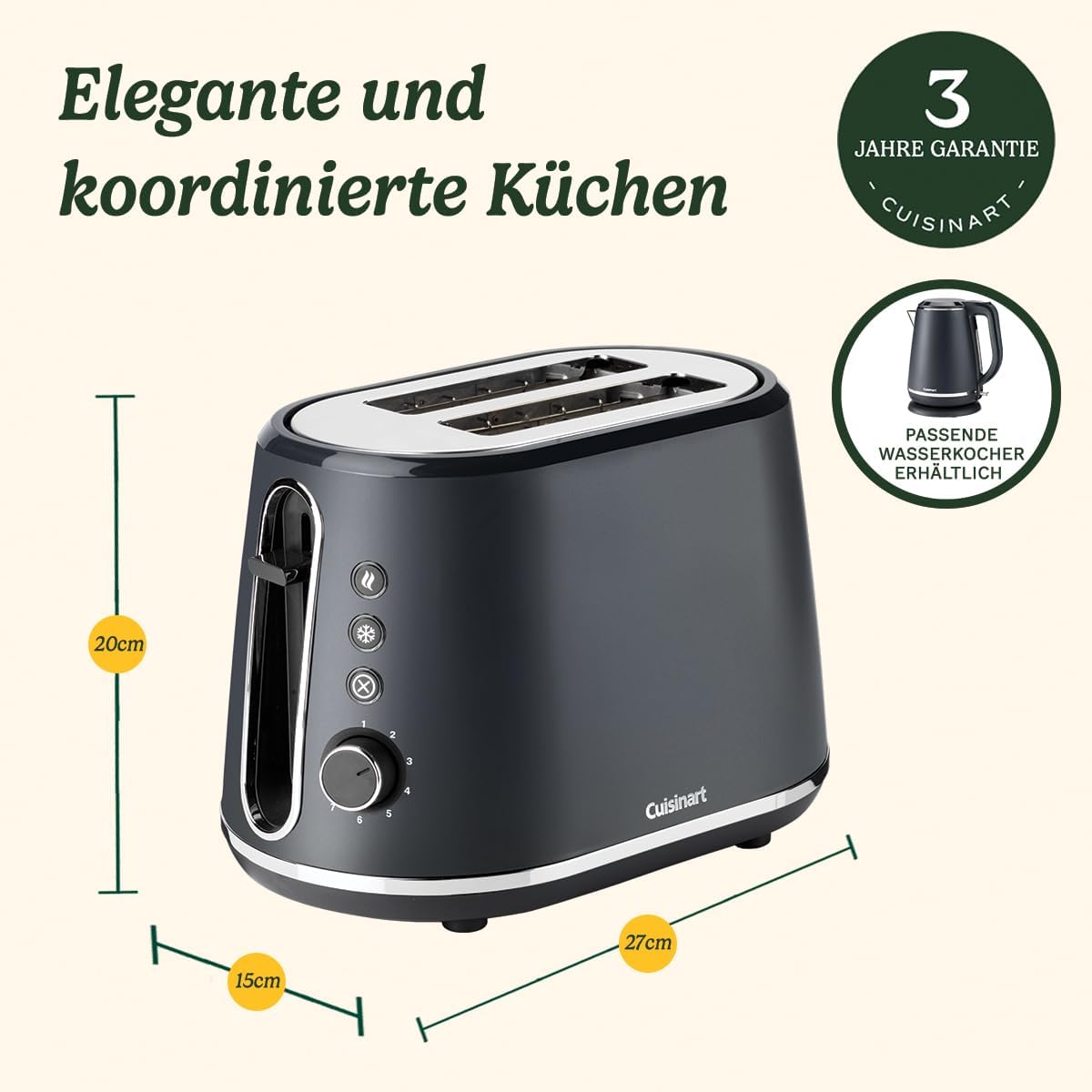 Cuisinart 4-Scheiben-Toaster | Breite Schlitze, ideal für dickes Brot und Bagels | 6 Brunungsstufen plus Abtauung | Breite Schlitze,High-Lift-Hebel | Passender Wasserkocher erhltlich | Perle
