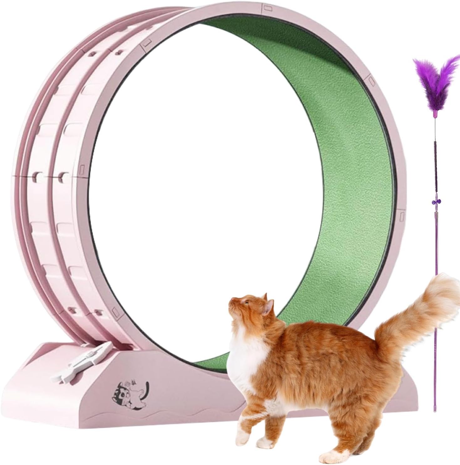 Eventerde Ruota per esercizi per gatti - Ruota per gatti | Attrezzatura da fitness per gattini | Ruota da corsa con teaser per gatti da interni per la perdita di peso, Tapis roulant per gattini a basso rumore