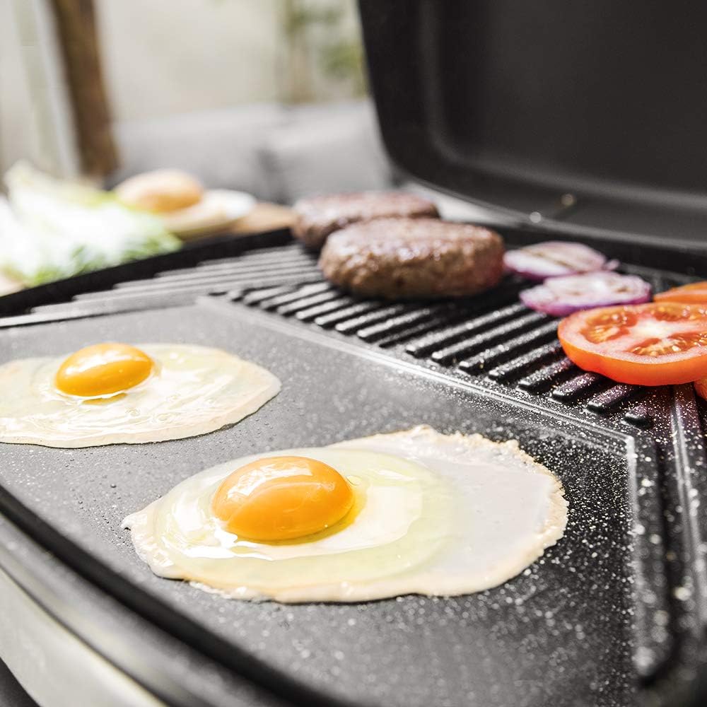 Cecotec Elektrischer Grill Perfect Country 2000 EasyMove. 2000 W, Mix- und Antihaft-Oberfläche, klappbarer Deckel, einstellbares Thermostat, Fettauffangschale, Stahlbeine und Räder