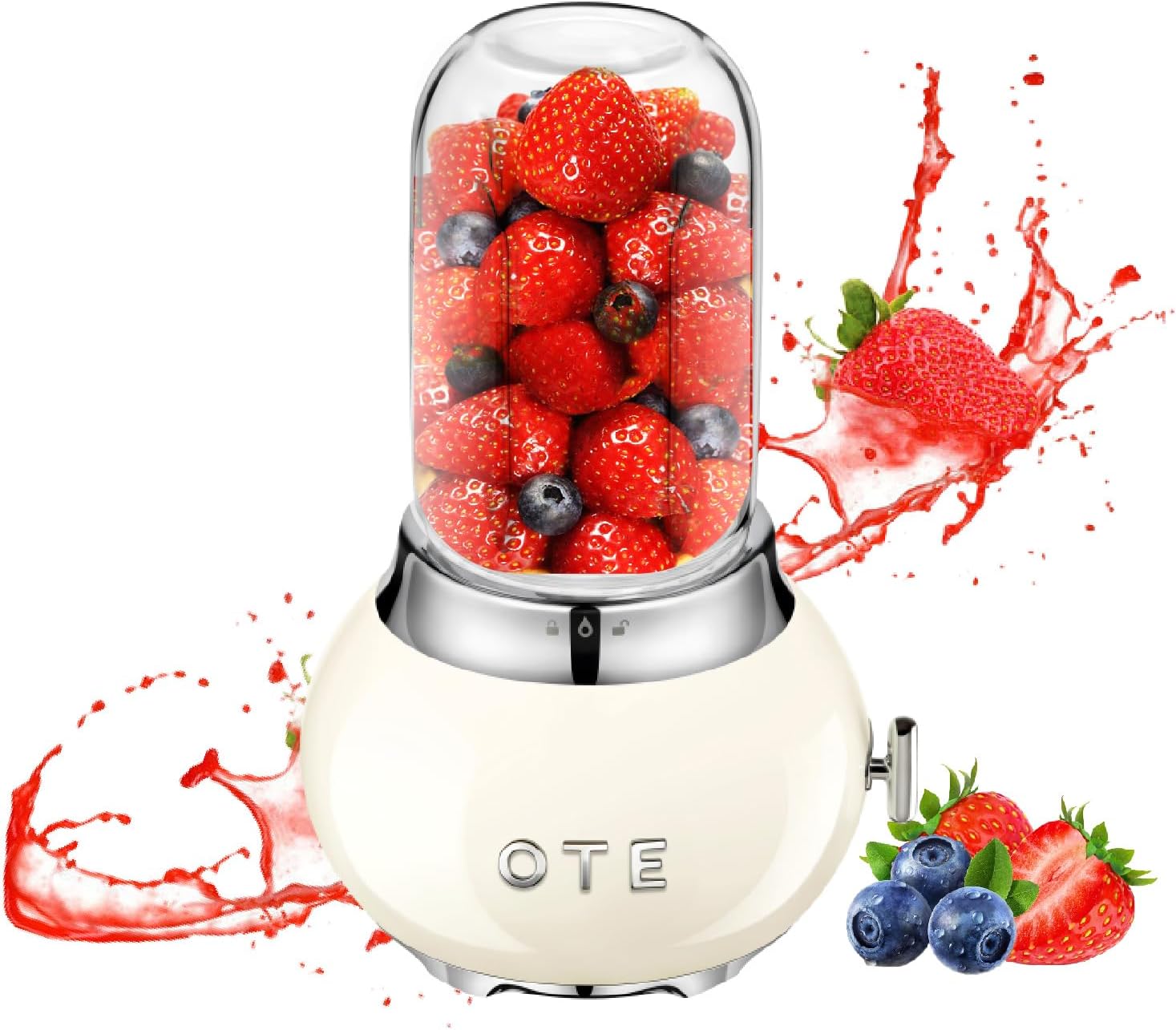 OTE Tragbarer Persnlicher Standmixer, Glasmixer Juicer, Edelstahlgehuse und 400 ml dickes Borosilikatglas-Design Standmixer Mini Blender, 20.000 U/min, Geeignet für Sfte, Reisen, BPA-Free, Wei