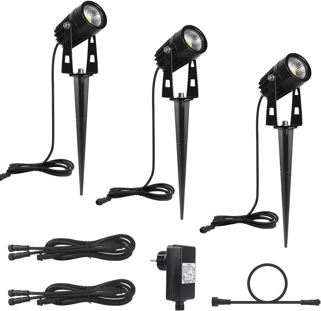 AIMHEIM 12er-Set Gartenstrahler LED Warmweiß, 3W Gartenleuchte Garten Beleuchtung mit Stecker, Schwenkbar Außen-Strahler Aussenbeleuchtung Erdspieß IP65 Wasserdicht für Baum, Pflanzen, Teich