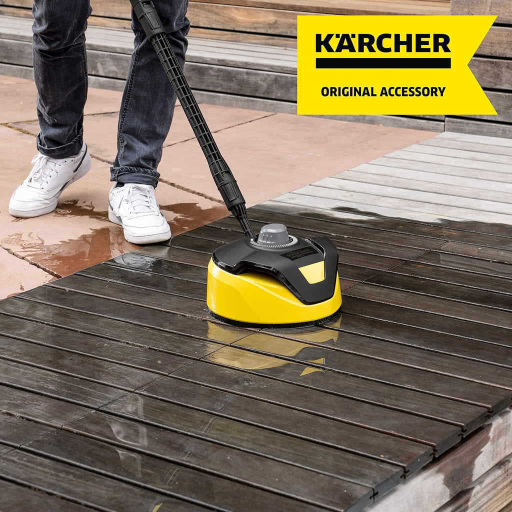 Krcher Flchenreiniger T-Racer T 5 (Spritzwasserschutz, für groe Flchen, zwei Flachstrahldüsen, Handgriff für senkrechtes arbeiten), schwarz-gelb