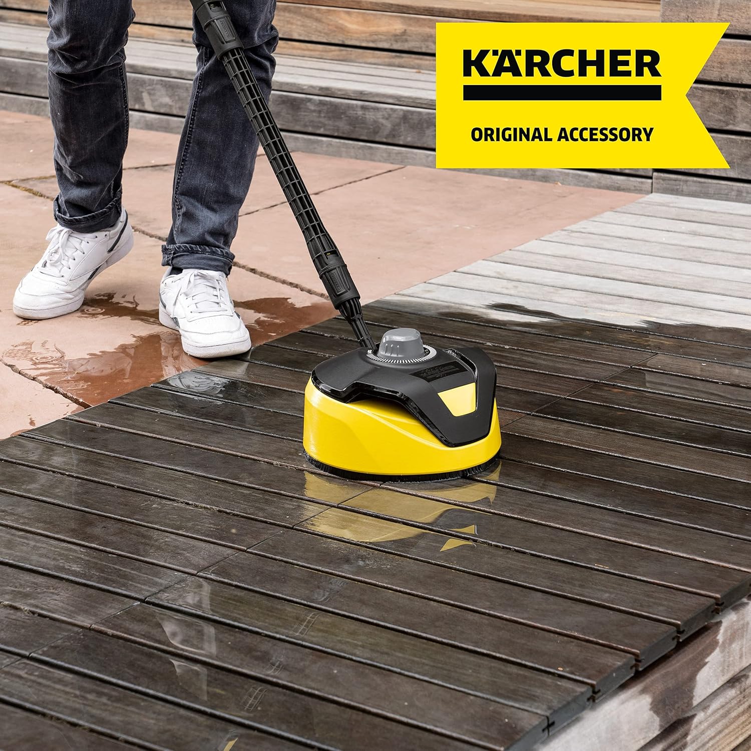 Krcher Flchenreiniger T-Racer T 5 (Spritzwasserschutz, für groe Flchen, zwei Flachstrahldüsen, Handgriff für senkrechtes arbeiten), schwarz-gelb