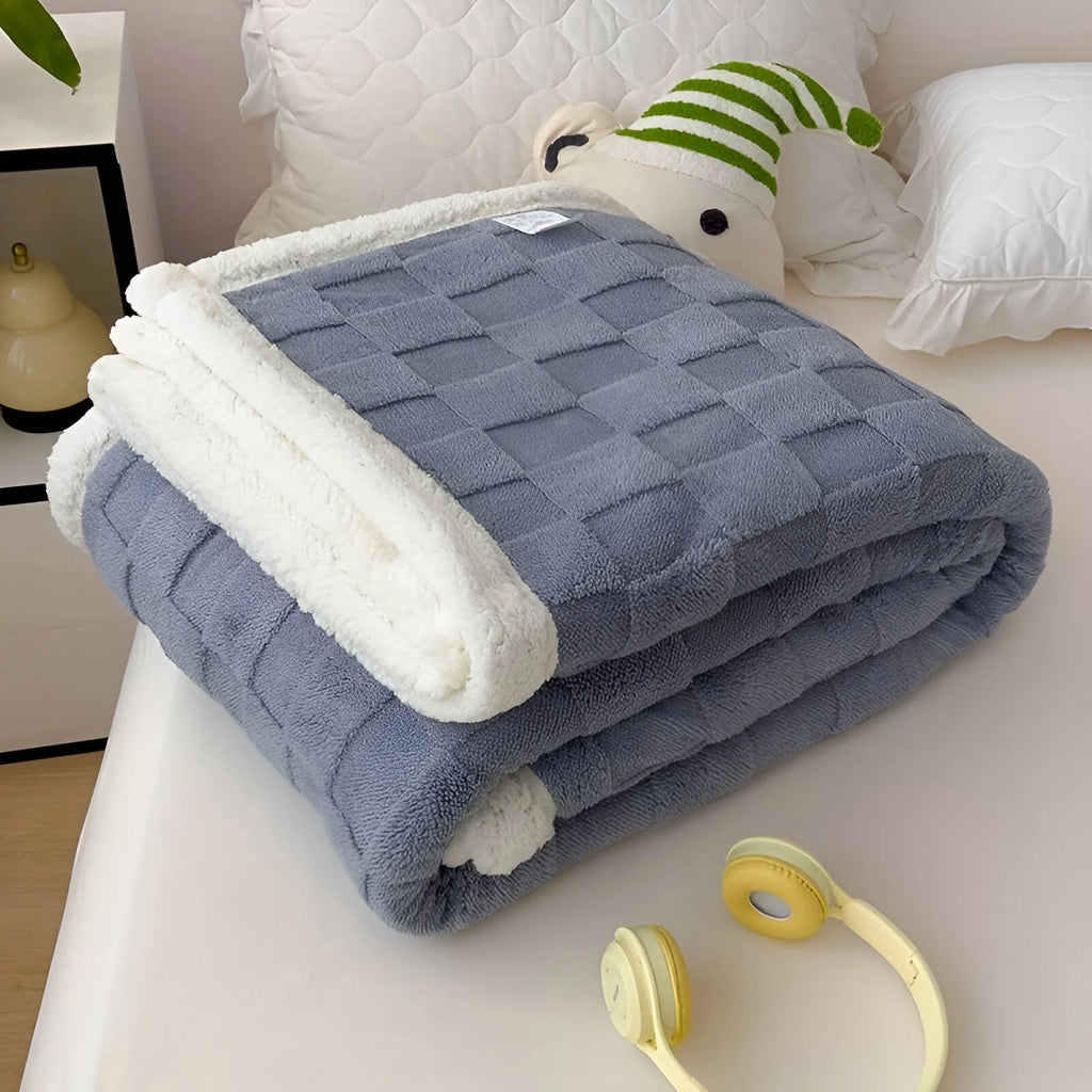 CozyCheck Plaid - Coperta in Pile Reversibile, Spessa e Termica per l'Inverno