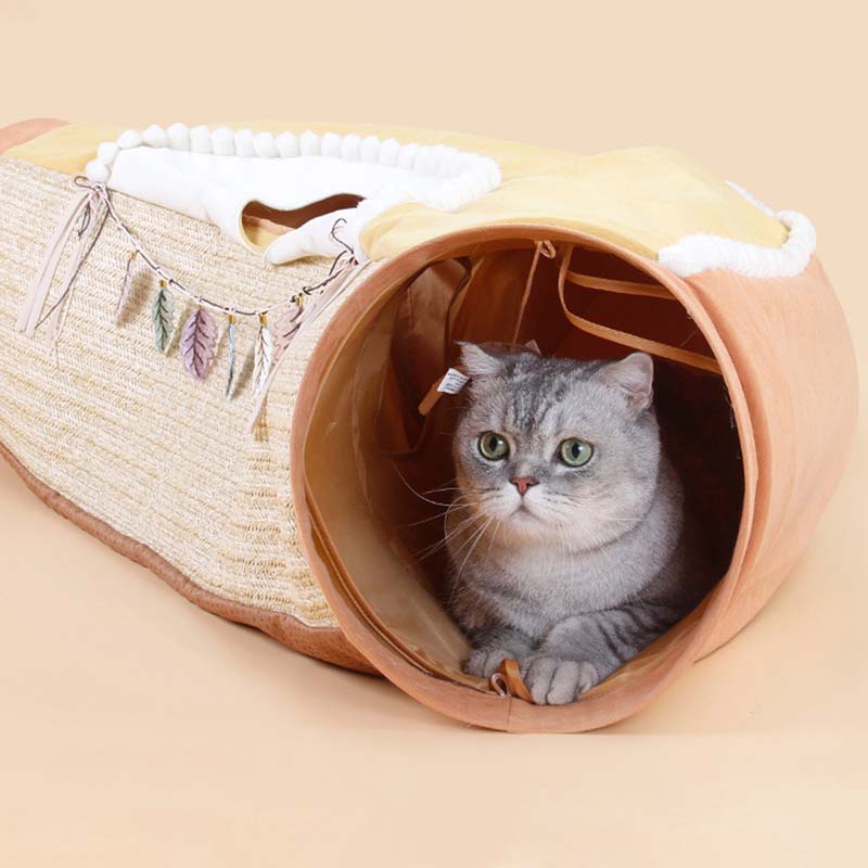 CatJoy – Lettino pieghevole per gatti con tunnel gioco integrato per un divertimento senza fine