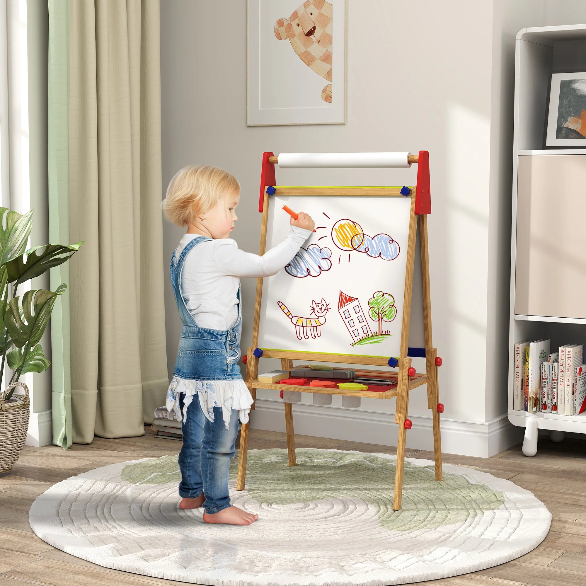 AIYAPLAY 3-in-1 Tavolo per bambini regolabile in altezza – Legno naturale