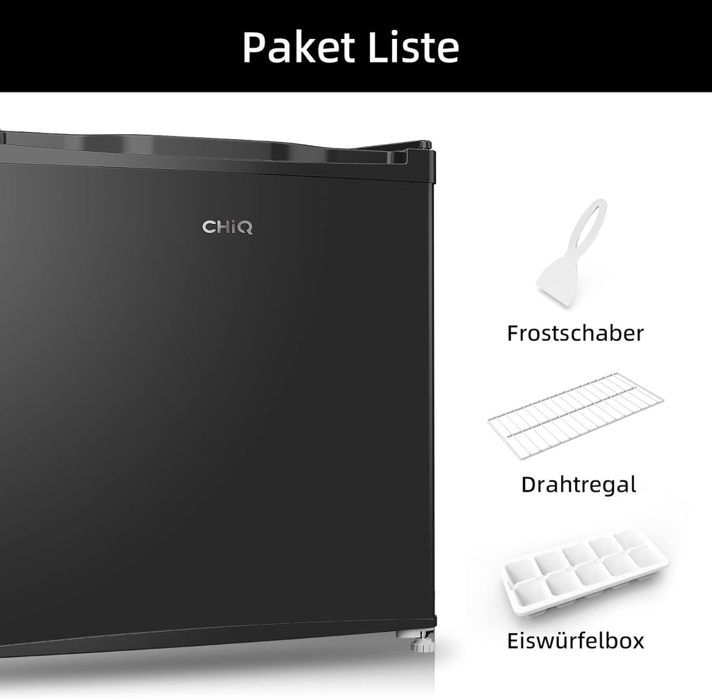 CHIQ Mini Bar Fridge 46 L, Mini Fridge, 49.6 x 47.4 x 44.7 cm (H x W x D), E Energy Consumption 80 kWh per Year, Very Quiet 39 dB