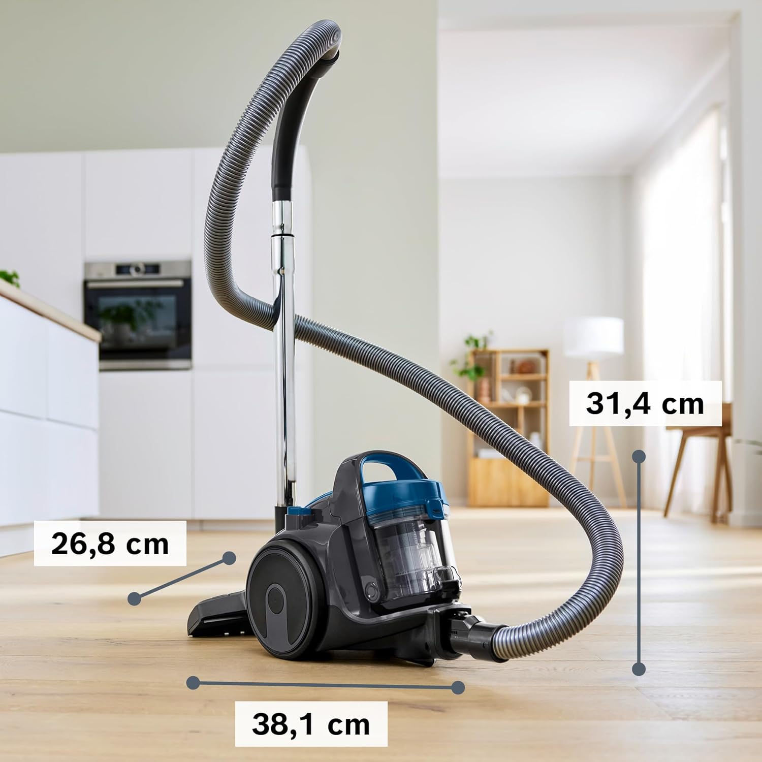 Bosch Staubsauger beutellos Cleann Serie 2 BGC05A220A, Bodenstaubsauger, Bodendüse für Parkett, Teppich, Fliesen, Hygiene-Filter, langes Kabel, leise, leicht, 700 W, blau