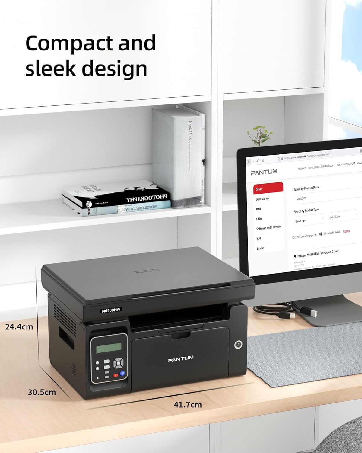 PANTUM M6500NW Multifunktions-Laserdrucker,Drucker Scanner, Kopierer(WLAN, App, Airprint, A4, Schwarz-weiß-Drucker)