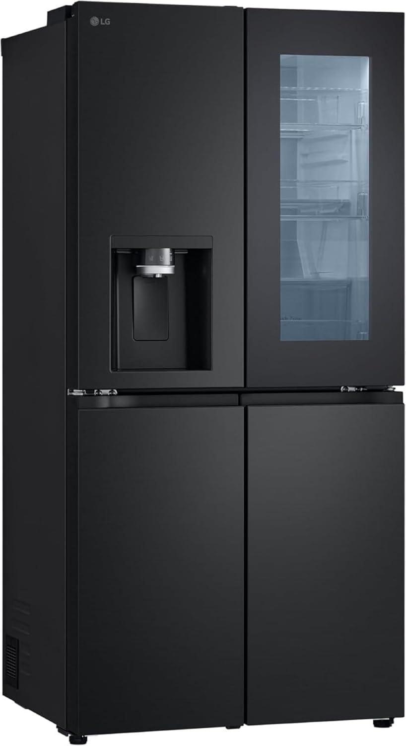 LG GMG861EPAE InstaView SLIM Multi-Door, Classe E, 508 L, Frigorifero Combinato, Erogatore di acqua, ghiaccio e ghiaccio tritato con UVnano, Total NoFrost, Compressore Smart Inverter, Wi-Fi, Colore Nero Opaco