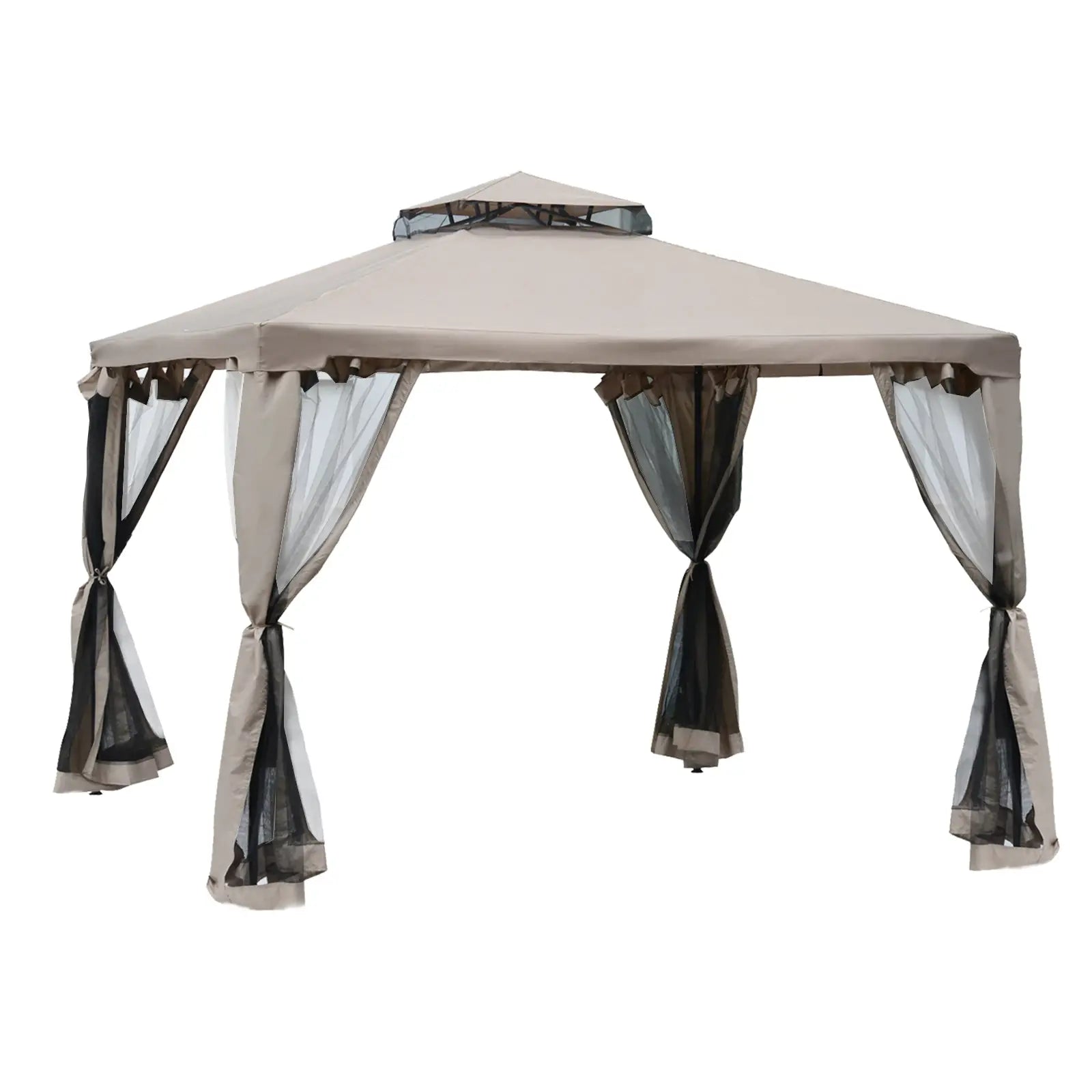Outsunny Gazebo da Giardino con Zanzariera Doppia Tetto Protezione UV
