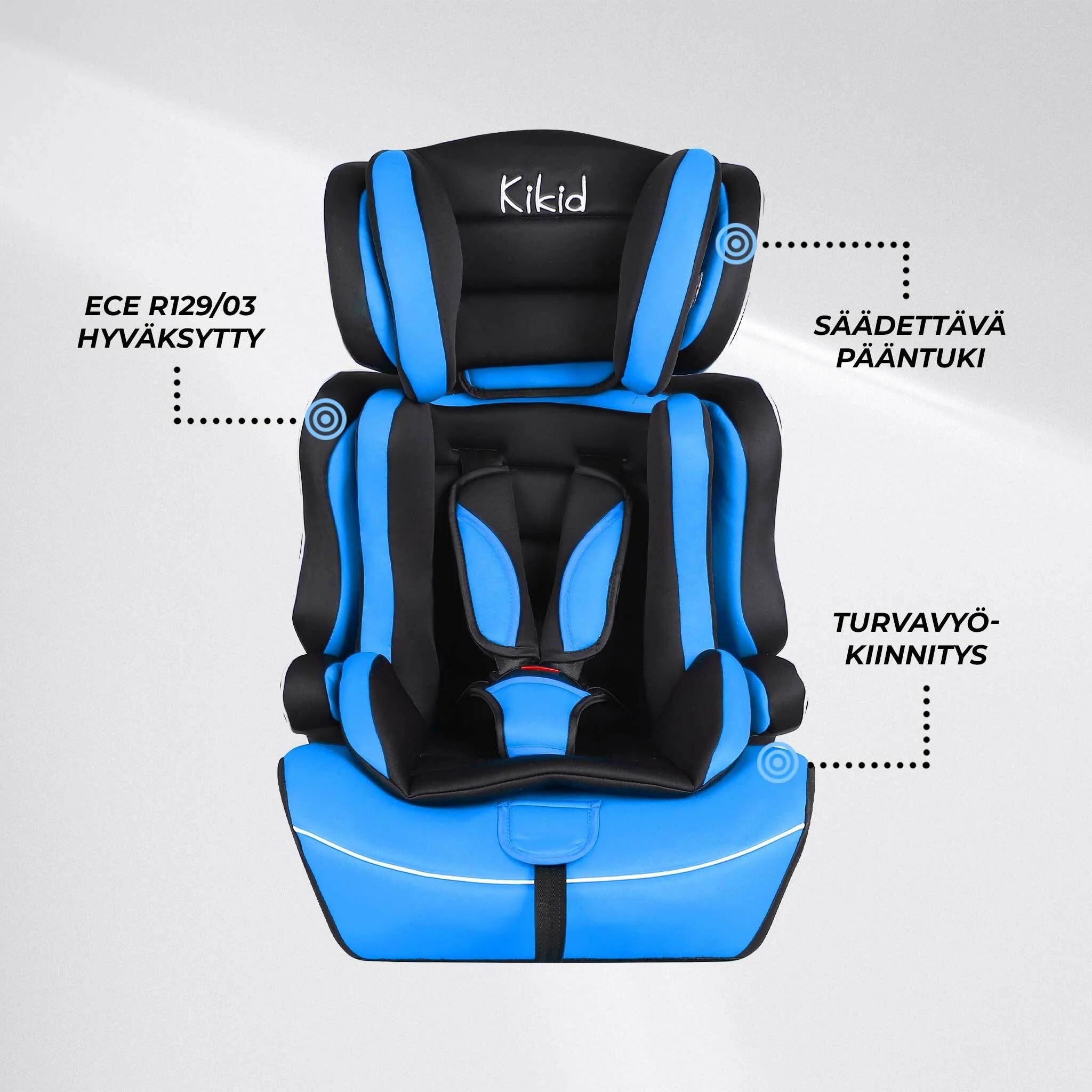 Kikid Seggiolino auto Basic 76-150cm R129, nero blu