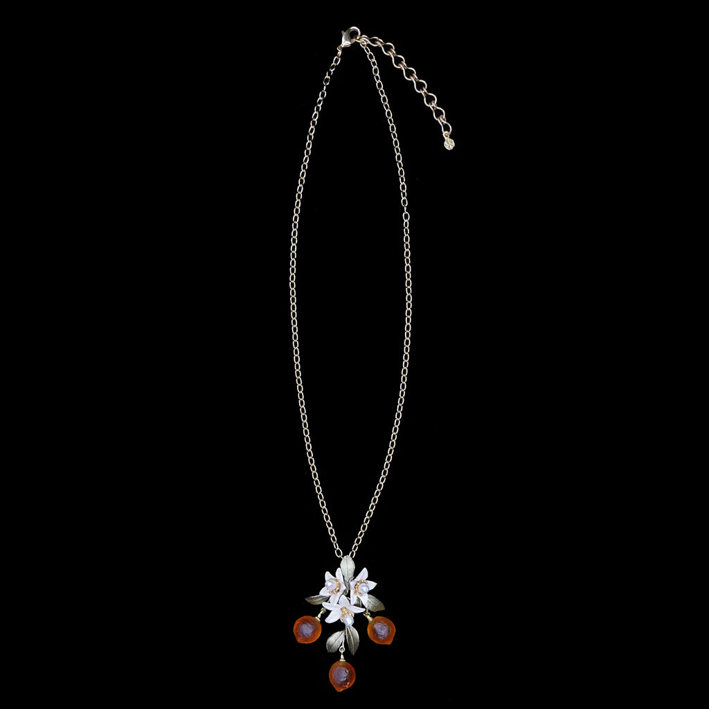 Arancione - Collana con ciondolo fiori e frutta