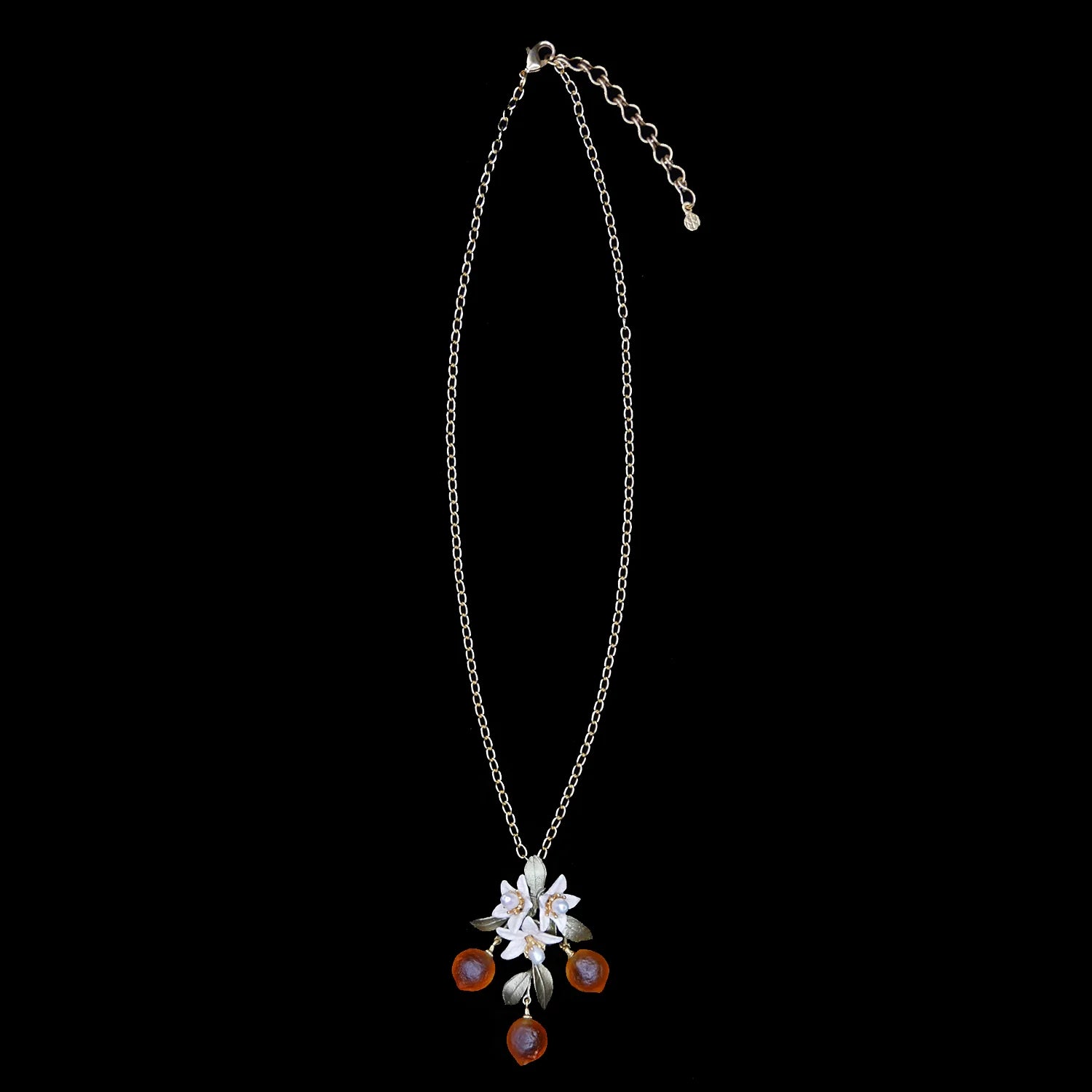 Arancione - Collana con ciondolo fiori e frutta