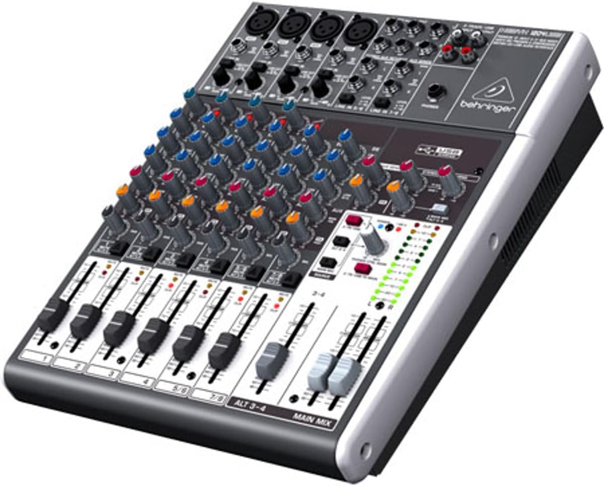 Behringer XENYX 1204USB Mixer premium a 12 ingressi 2/2-Bus con preamplificatori microfonici XENYX e compressori, EQ "britannico" e interfaccia USB/Audio