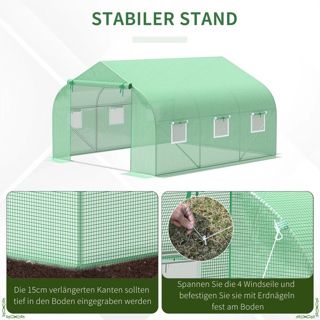 Serra da Giardino Outsunny con Telo in PE Anti-UV, Porta Avvolgibile e Finestre di Ventilazione
