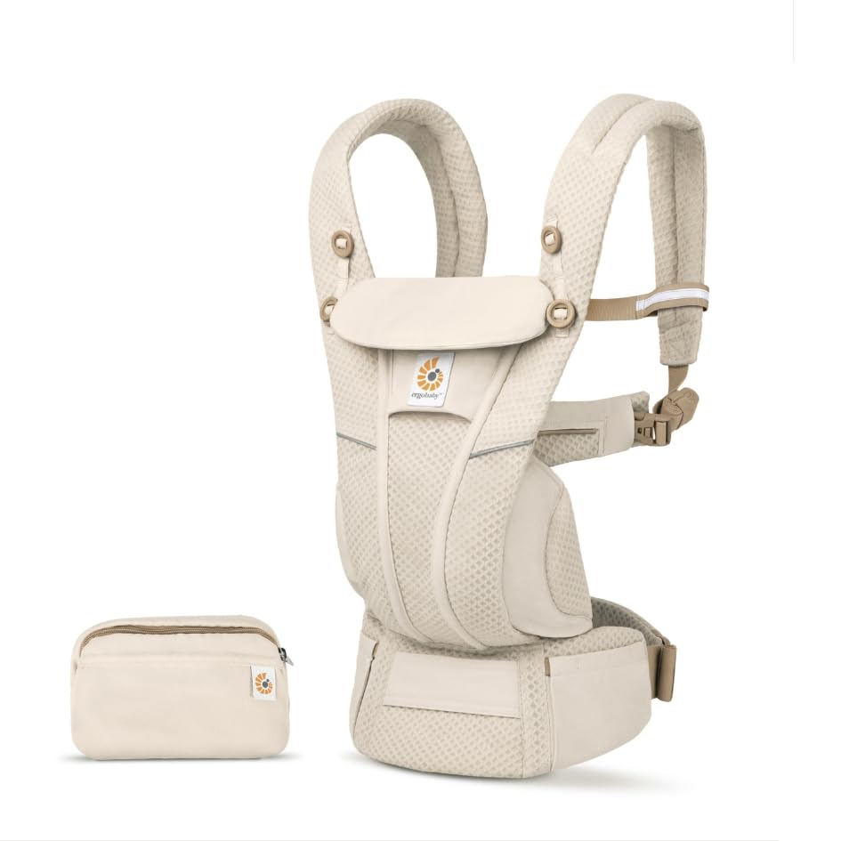Ergobaby Omni Breeze Marsupio per Neonati dalla Nascita fino a 20 kg, Morbido Mesh SoftFlex a 4 Posizioni, Ergonomico, Porta Bebè, Natural Beige